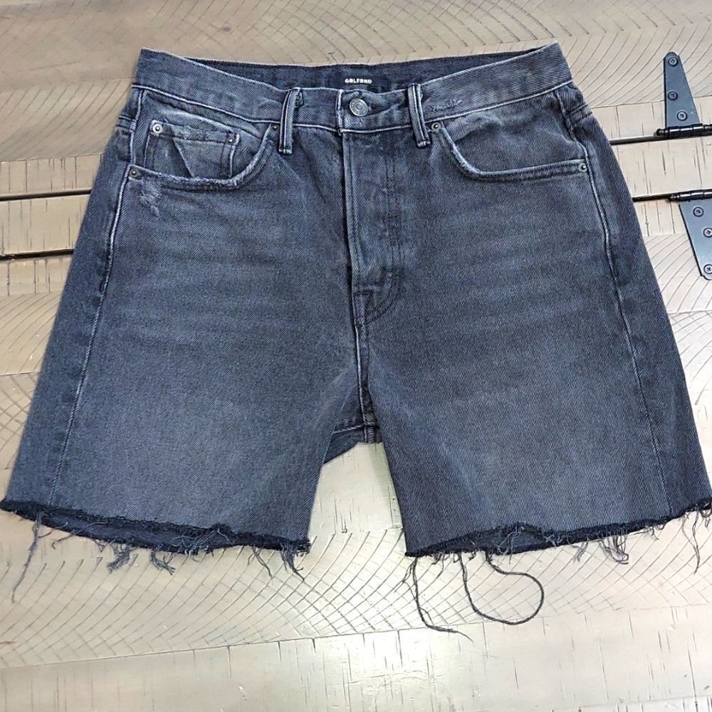 GRLFRND Linda Faded Black High Rise Cut Off Denim Shorts Sz 28